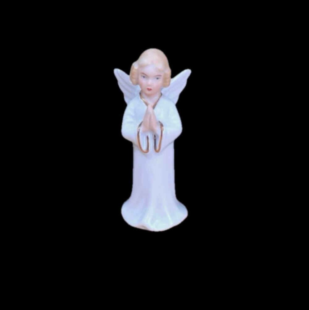 Vtg Angel Figurine 1937-1949 Gerold Porzellan Germany Bavaria White Gold
